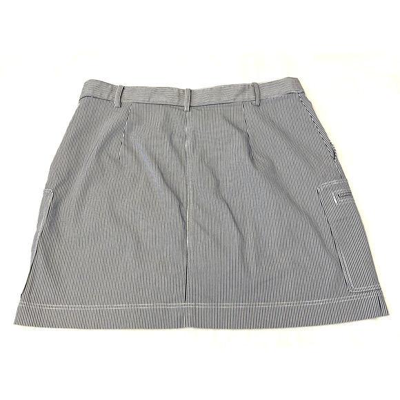 Theory Women's Mini Utility Skirt Sz 10 Blue Striped Cotton Blend Pockets - Picture 2 of 7